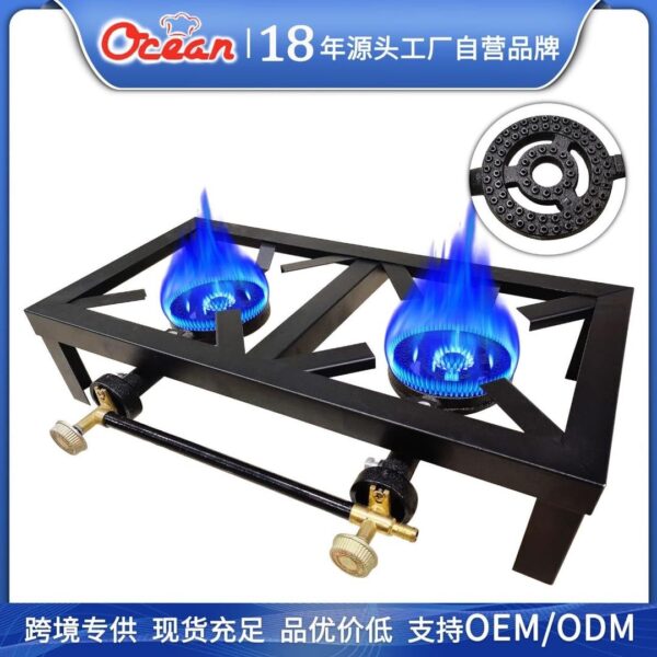 Potable outdoor double head stove